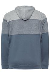 KAM Big & Tall Indigo Blue Marl Stripe Zip Through Hoodie | BadRhino 5