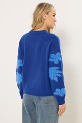 LTS Tall Blue Floral Fluffy Knit Jumper | Long Tall Sally 4