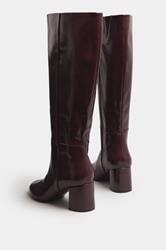 LTS Burgundy Red Patent Knee High Block Boots In Standard Fit | Long Tall Sally 4