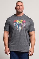 D555 Big & Tall Burgundy Grey Skull Drip Graphic Print T-Shirt | BadRhino 2