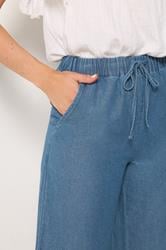 LTS Tall Women's Blue Washed Pull On Wide Leg Jeans | Long Tall Sally 4