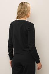 LTS Tall Black Contrast Ribbed Trim Sweatshirt | Long Tall Sally 3