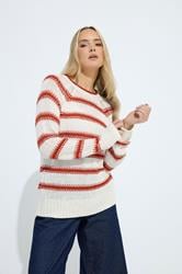 LTS Tall White & Red Stripe Knit Jumper | Long Tall Sally 1