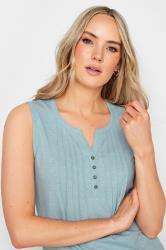 LTS 2 PACK Tall Women's Light Blue & White Cotton Henley Vest Tops | Long Tall Sally 6