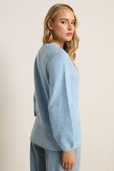 LTS Tall Light Blue Knit Balloon Sleeve Jumper | Long Tall Sally 3