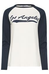 LTS Tall Women's Navy Blue & Cream 'Los Angeles' Slogan T-Shirt | Long Tall Sally 1