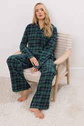 LTS Tall Navy Blue & Green Cotton Check Pyjama Set | Long Tall Sally 2