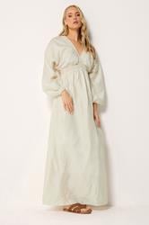 LTS Tall Women's Cream Textured Shirred Detail Maxi Dress | Long Tall Sally 2