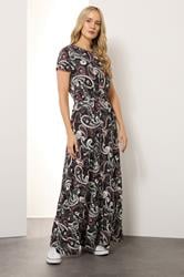 LTS Tall Black Paisley Shirred Waist Maxi Dress | Long Tall Sally 3