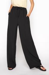 LTS Black Wide Leg Twill Trousers | Long Tall Sally 3