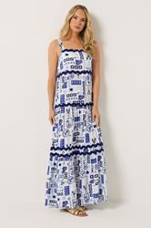 LTS Tall Women's Blue Postcard Print Maxi Dress | Long Tall Sally 3