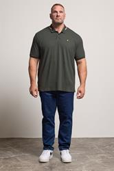 LYLE & SCOTT Big & Tall Gunmetal Grey Striped Tipped Polo Shirt | BadRhino 2