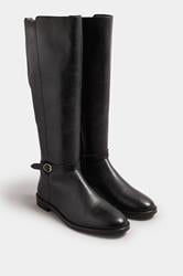 LTS Black Leather Knee High Riding Boot | Long Tall Sally 1