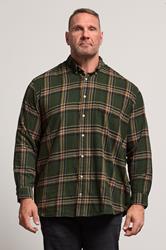 JACK & JONES Big & Tall Rosin Green Classic Flannel Checked Shirt | BadRhino 1
