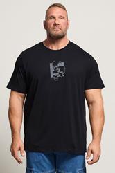 JACK & JONES Big & Tall Black & Grey Skull Graphic T-Shirt | BadRhino 1
