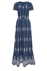 LTS Tall Women's Navy Blue Floral Embroidered Maxi Dress | Long Tall Sally 2