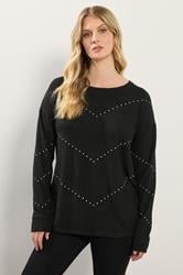 LTS Tall Black Studded Jumper | Long Tall Sally 2