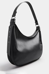 Black Faux Leather Slouched Studded Shoulder Bag | Yours Clothing 3