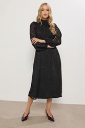 LTS Tall Black Animal Burnout Tie Midi Dress | Long Tall Sally 3