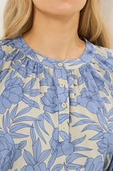 LTS Tall Women's Cream & Blue Placket Raglan Blouse | Long Tall Sally 6