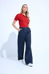 LTS Tall Women's Indigo Blue Pleated Wide Leg Jeans | Long Tall Sally 3