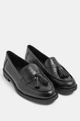 Black Tassle Loafers In Wide E Fit | Yours Clothing 1