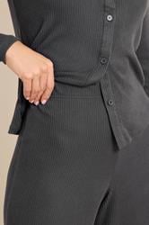 LTS Tall Women's Charcoal Grey Ribbed Wide Leg Trousers | Long Tall Sally  5