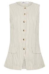 LTS Tall Women's Ivory White Pinstripe Linen Waistcoat | Long Tall Sally 6