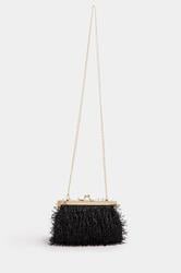 Black Eyelash Clutch Bag | Yours Clothing 4
