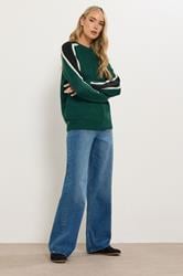 LTS Tall Green Sleeve Stripe Knitted Jumper | Long Tall Sally 2