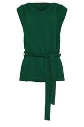 LTS Tall Forest Green Textured Belted Top