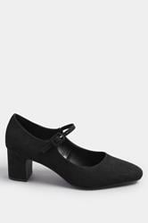 LTS Black Faux Suede Mary Jane Block Heel In Standard Fit | Long Tall Sally 2
