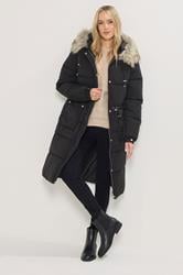 LTS Tall Black Padded Midi Coat | Long Tall Sally 2