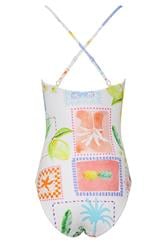 LTS Tall Women's White Graphic Postcard Print Swimsuit | Long Tall Sally 2