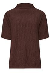 LTS Tall Chocolate Brown Textured Funnel Neck Top | Long Tall Sally 1