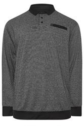 KAM Big & Tall Grey Sweat Long Sleeve Polo Shirt | BadRhino 3