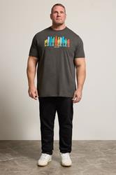 D555  Big & Tall Charcoal Grey 'Los Angeles' T-Shirt | BadRhino 1