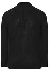 BadRhino Big & Tall Black Ribbed Zip Through Knitted Jumper | BadRhino 7