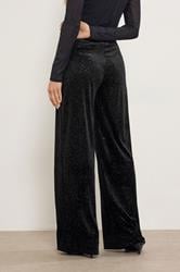 LTS Tall Black Velvet Glitter Wide Leg Trousers | Long Tall Sally 3