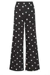 LTS Tall Black Polka Dot Wide Leg Trousers