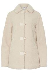 LTS Tall Ivory White Borg Button Through Jacket | Long Tall Sally 5