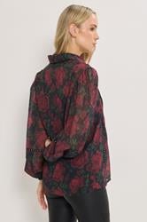 LTS Tall Red Rose Stud Trim Pintuck Shirt | Long Tall Sally 4