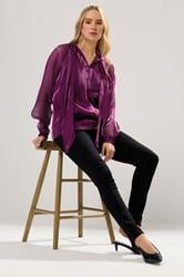 LTS Tall Purple Organza Tie Neck Blouse | Long Tall Sally 2