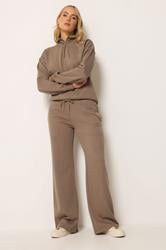 LTS Tall Women's Mocha Brown Embroidered Wide Leg Joggers | Long Tally Sally 3
