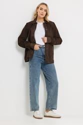 LTS PREMIUM Tall Women's Chocolate Brown Suede Jacket | Long Tall Sally 2