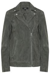 LTS PREMIUM Tall Grey Suede Biker Jacket