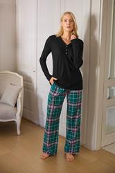 LTS Tall Turquoise Green Cotton Check Pyjama Bottoms | Long Tall Sally 1