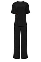 LTS Tall Women's Set Black Oversized T-Shirt & Wide Leg Trousers | Long Tall Sally 5