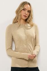 LTS Tall Neutral Brown Crew Neck Button Cardigan | Long Tall Sally 3