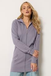 LTS Tall Women's Lilac Purple Cotton Longline Zip Hoodie | Long Tall Sally 3